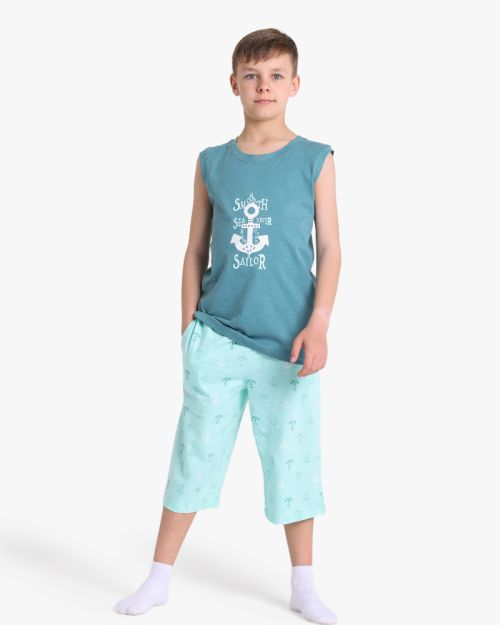 Boys' Nautical Sleeveless Cotton Summer Set