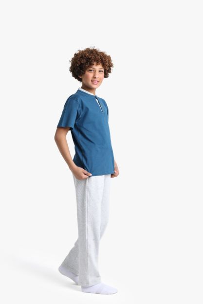Everyday Comfort Short-Sleeve Henley and Trousers Set