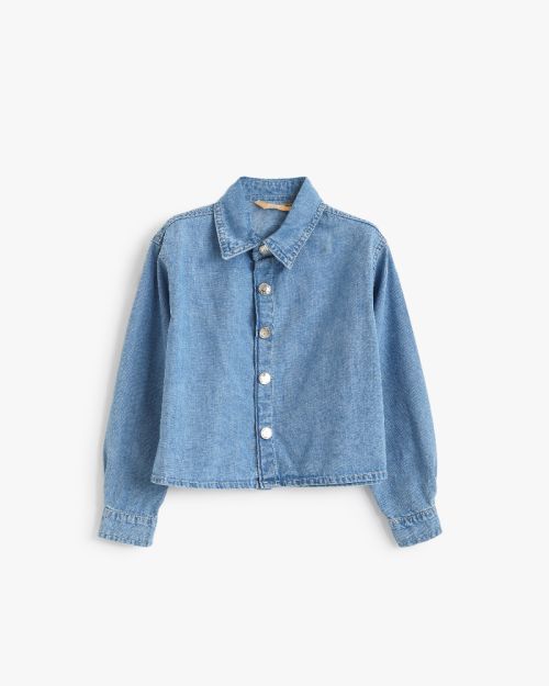 Classic Button-Down Light Wash Denim Shirt