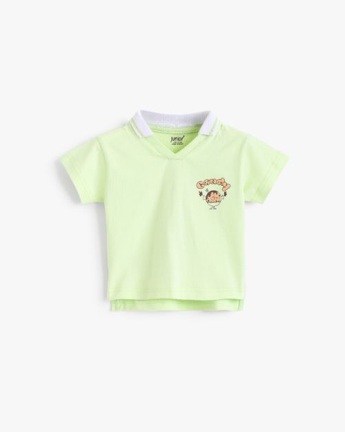 Graphic V-Neck Collared Tee