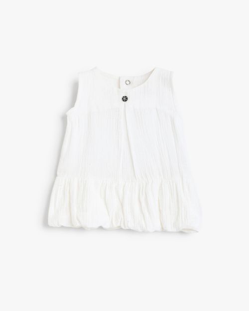 Sleeveless Textured Ruffle Hem Dress