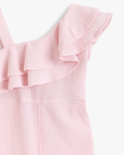 Girls Pink Safari Shirt Romper with Belt