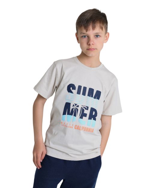 Boys Summer California Graphic T-Shirt & Navy Shorts Pyjama Set