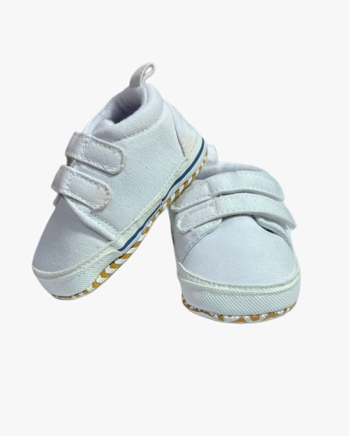 Kids' White Canvas Velcro Sneakers