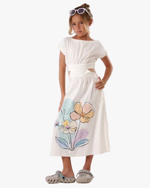Artistic Floral Cut-Out Summer Dress