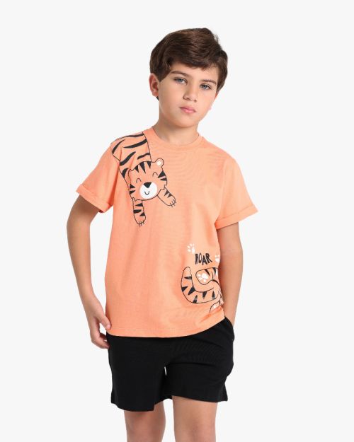Boys Tiger Print T-Shirt With Shorts Set