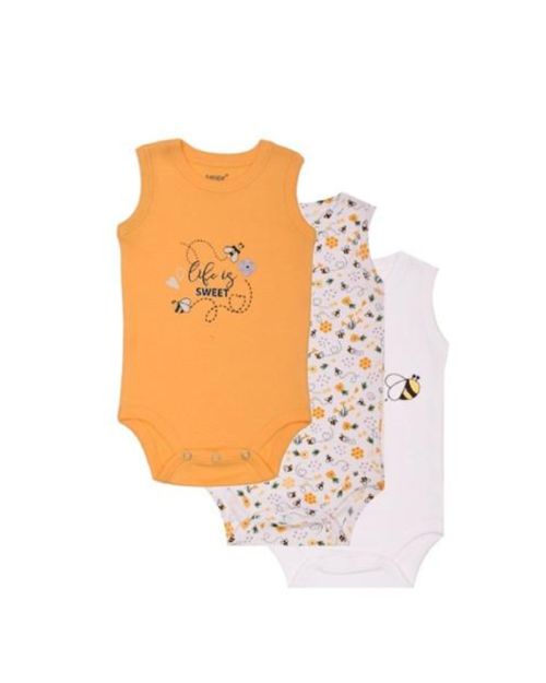 Baby Cotton Sleeveless Bodysuit Pack – 3 Pieces