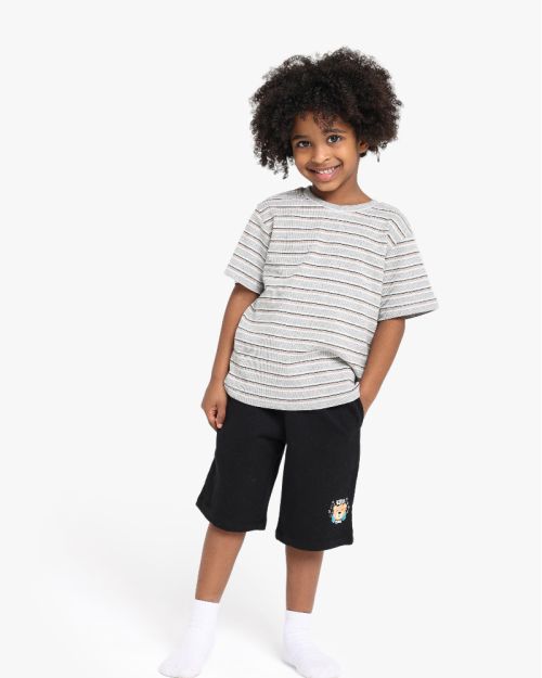 Striped T-Shirt and Graphic Bermudas Set