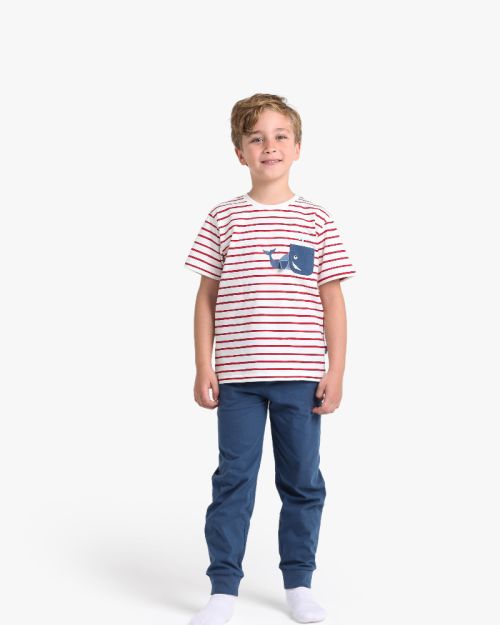 Boys Striped T-Shirt With Jogger Pants Set