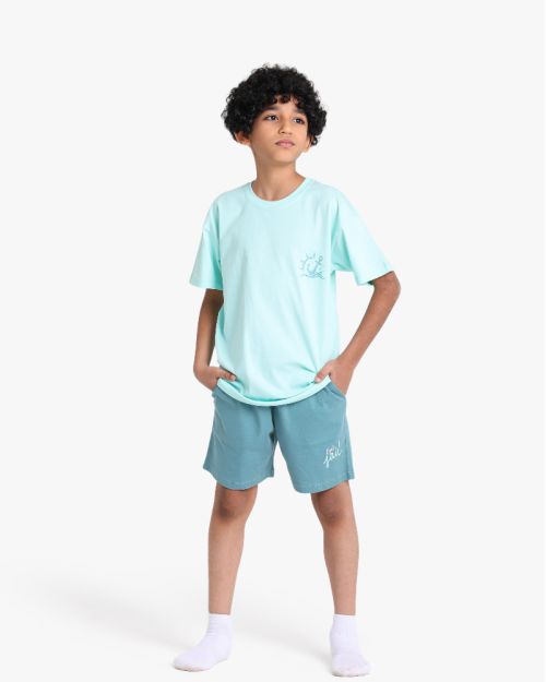 Boys' Nautical Anchor Cotton Shorts Set
