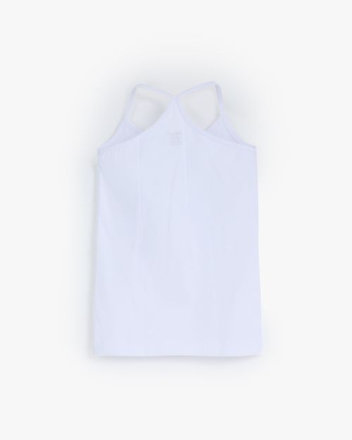 Girls Lycra Cross-Strap Sleeveless Undershirt - White