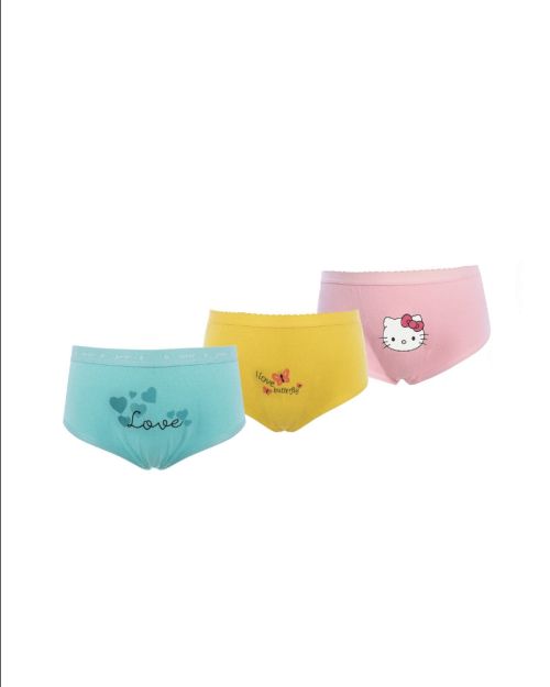 Girls Cotton Boyshort Briefs 3-Pack - Printed Multicolor Set