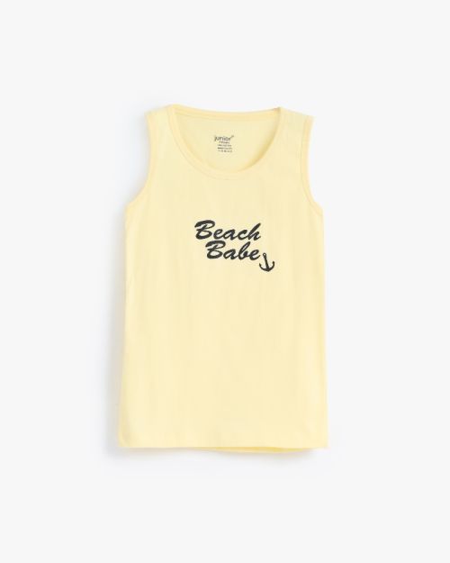 Boys Graphic Print Cotton Vest - Beach Babe Anchor Slogan