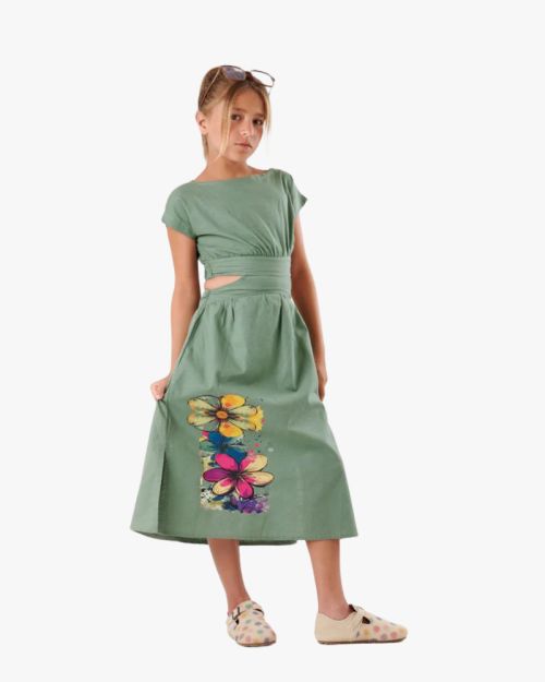 sage-green-floral-cutout-girls-midi-dress