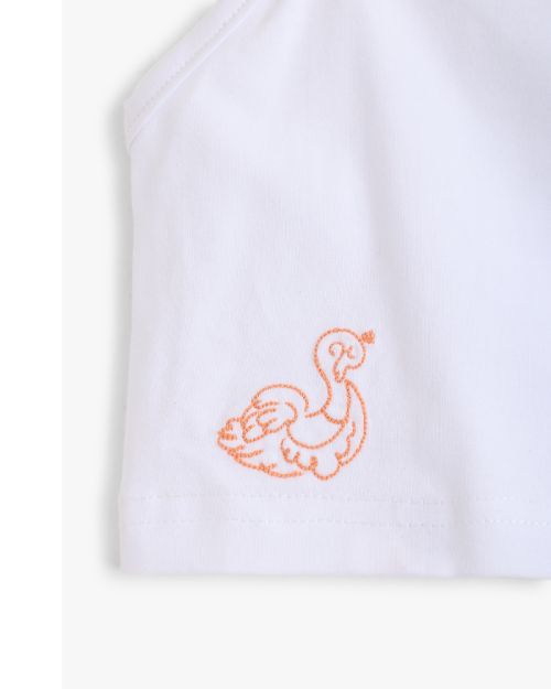 Baby Girls Swan Embroidered Asymmetric Crop Top