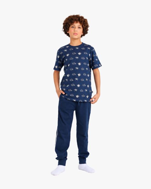 Bosy Navy Blue Tropical Print Pyjama