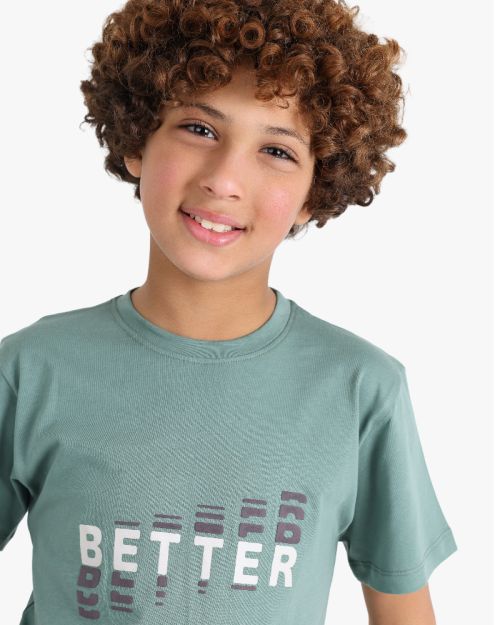 Boys Graphic Print Crew Neck T-Shirt & Shorts Set