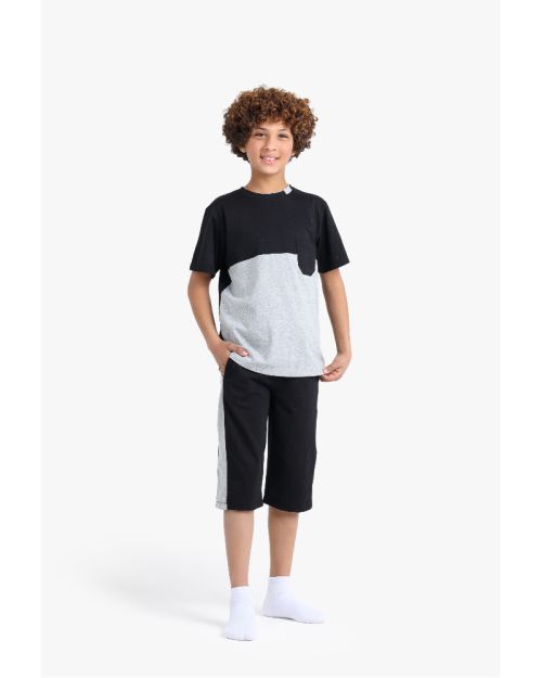 Boys Color Block T-Shirt and Shorts Set 1