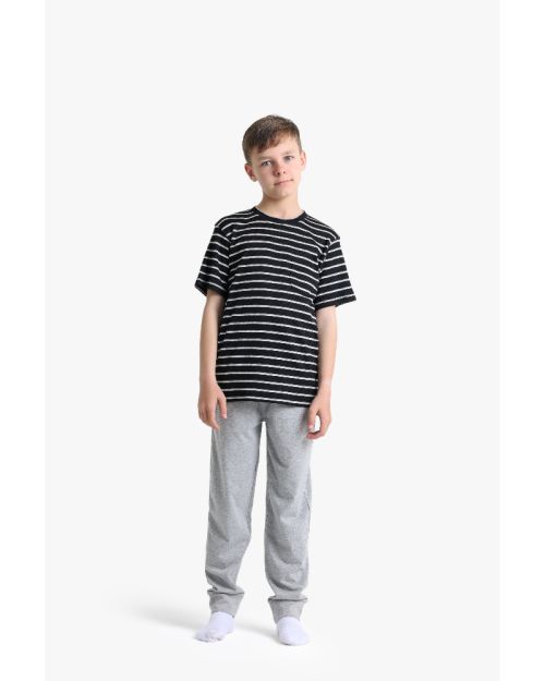 Boys Striped Cotton T-Shirt with Chest Pocket 1