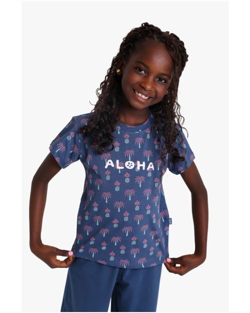 Girls Aloha Tropical Print Pajama Set 1