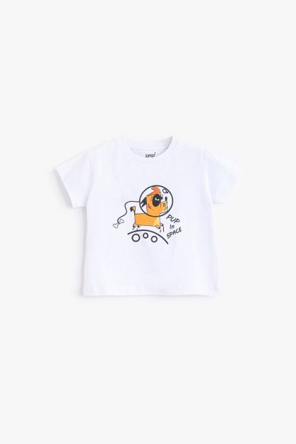 Baby Boys White Pup In Space Graphic T-Shirt 1