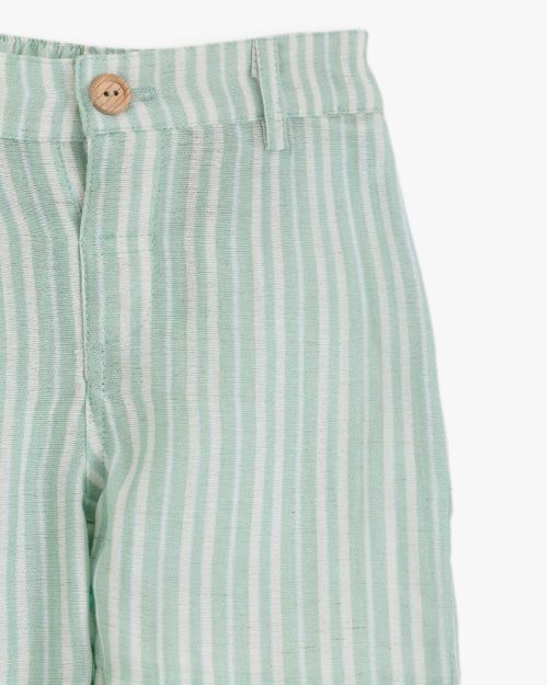 Baby Boys Striped Linen Shorts with Button Closure