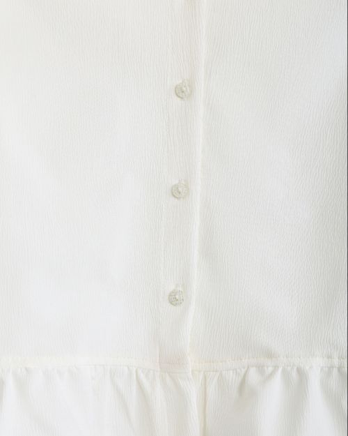 Ruffled Hem Button-Front Girls Shirt with Crinkle Texture