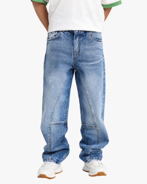 Boys Panel Detail Wide Leg Jeans