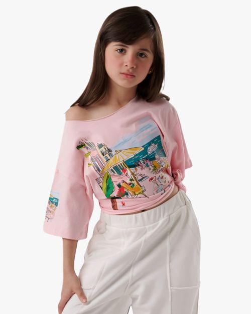 Sunny Coast Graphic Off-Shoulder Tee