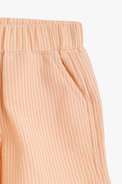 Ribbed Textured Elastic Waist Newborn Girls Shorts - Soft Peach