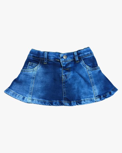 Girls' Denim Mini Skirt — 5-Pocket A-Line