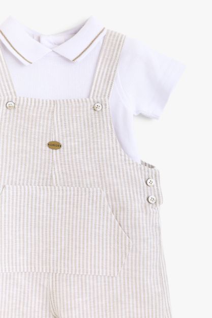 Striped Dungaree & Polo Shirt Two-Piece Baby Boy Set