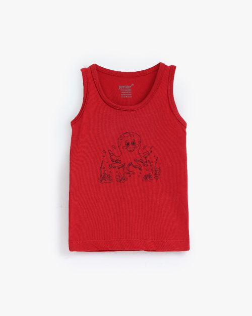 Girls Ribbed Cotton Sleeveless Vest - Playful Octopus Print