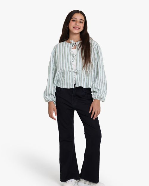 Girls Cotton Denim Pants – Flared Everyday Style