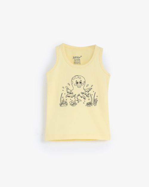 Baby Girls Soft Cotton Sleeveless Vest with Octopus Print